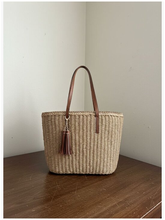 Handbags - Straw Tote Bag Woven Handmade Shoulder Bag Travel Summer